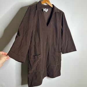 Velvet By Graham & Spencer 100% Cotton Chocolate Brown Corduory Elke Mini Dress